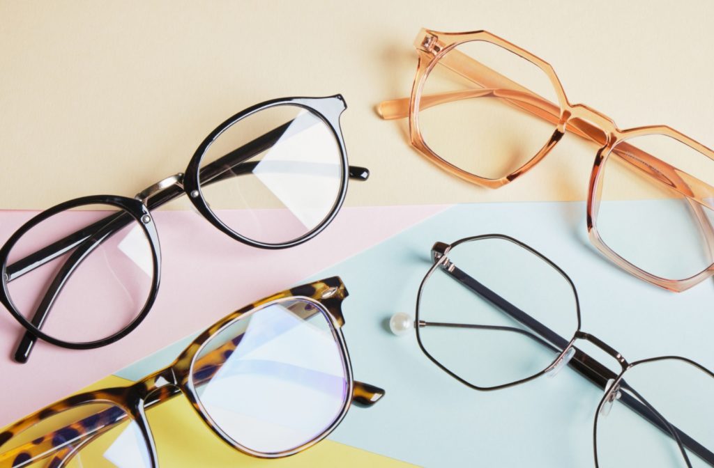 An assortment of glasses that would suit a round face.